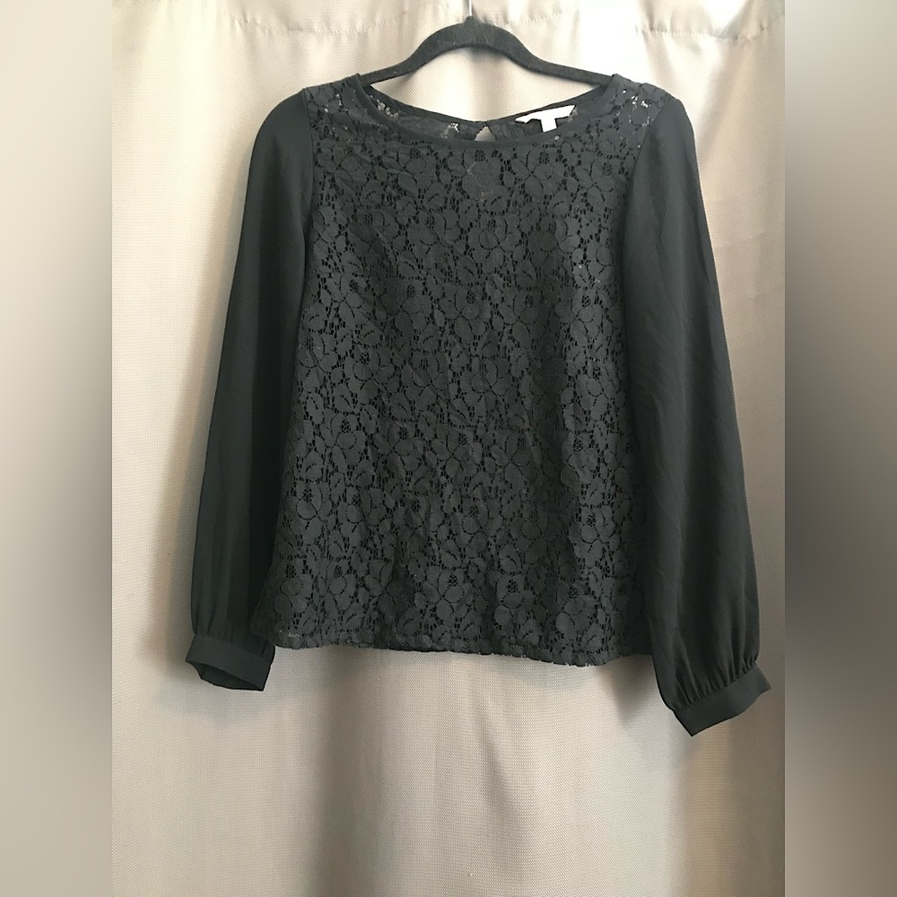 Banana Republic black long sleeve lace blouse size XS